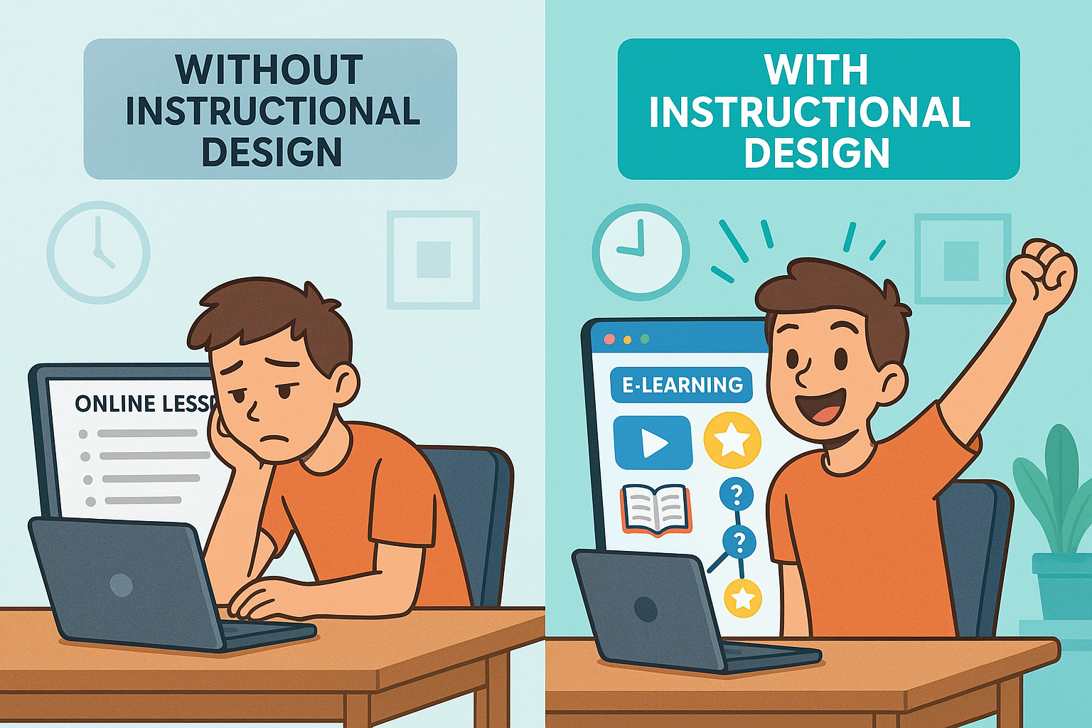 Comparison of learning with and without instructional design